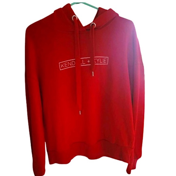 KENDALL AND KYLIE Red Oversized Drawstring Hoodie Size Large - Picture 4 of 8